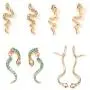 3 Pairs Snake Earrings Set Animal Snake Stud Dangle Earrings Serpent Wave Gold Silver Crystal Drop Earrings Vintage Cobra Huggie Hoop Earrings for Women Girls Punk Gothic Ear Jewelry