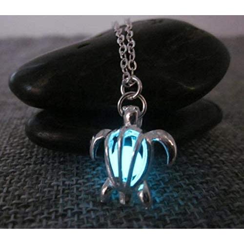 Glowing Necklace,silver Plated Sea Turtle Necklace,glow Necklace,glow in the Dark Necklace,glow in the Dark Jewelry,glow Jewelry