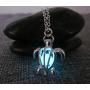 Glowing Necklace,silver Plated Sea Turtle Necklace,glow Necklace,glow in the Dark Necklace,glow in the Dark Jewelry,glow Jewelry