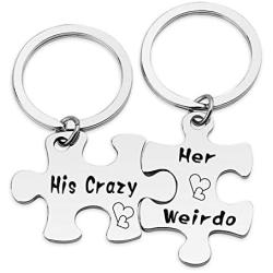 HN HNHB His Crazy Her Weirdo Couple Keychain Husband Wife Gift Wedding Jewelry Gifts (Crazy Weirdo KE) …