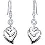 EVER FAITH Womens 925 Sterling Silver CZ Sweet Love Heart Hook Dangle Earrings Clear