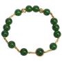 TKN Imports Green Gemstone Yellow-Gold-Plated Stretch Bracelet