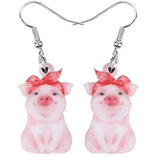 NEWEI Acrylic Valentines Day Funny Pig Piggy Earrings Drop Dangle Farm Pet Jewelry For Women Charm NEWEI Acrylic Valentines Day Funny Pig Piggy Earrings Drop Dangle Farm Pet Jewelry For Women Charm
