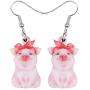 NEWEI Acrylic Valentines Day Funny Pig Piggy Earrings Drop Dangle Farm Pet Jewelry For Women Charm
