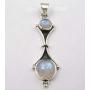 SilverStarJewel 925 Solid Silver Natural Cabochon Rainbow Moonstone Pendant 1.7'' 3.2 Grams