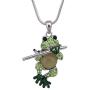 Lola Bella Gifts Crystal Frog Playing a Flute Pendant Necklace with Gift Box
