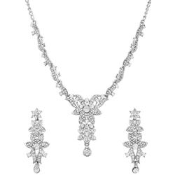 Touchstone Indian Bollywood Intricately Crafted Diamond Look Rhinestone Crystal Colorful Wedding Designer Jewelry Necklace Set in Gold and Silver Tone for Women.