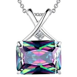 Hipunk 925 Sterling Silver Mystic Fire Topaz Women Necklace/Earrings Crystal Mystic Rainbow Topaz Jewelry Birthday Jewellery