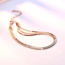 MIXIA Rose Gold/Silver Color Alloy Multilayer Bracelets Snake Chain Charm Bracelets for Women Personality Jewelry