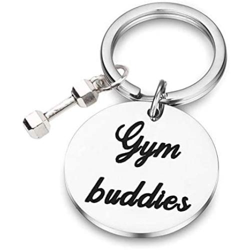 SEIRAA Gym Buddies Keychain Gym Gift Best Friend Keychain Fitness Couples Gift Fitness Jewelry BFF Gift for Her