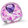 Santuzza Enamel Rings 925 Sterling Silver Purple Crystal Ring Shiny White Cubic Zirconia Fine Jewelry for Women