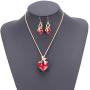 MIXIA Romantic Blue Sapphire Heart of The Ocean Jewelry for Women CZ Crystal Necklace Earrings Set Bridal Wedding Accessories