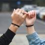 BUREI Couple Bracelets Silver Pendants Braided Rope Bracelet with Magnetic Bells Charms 2 PCS for Women Men