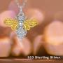 Gold Bee / Gold Seahorse / Silver Hedgehog Pendant Necklace, 925 Sterling Silver Personalized Animals Necklace for Women Men Girls Boys Children Jewelry Gift 18+2 Extender (Gift Box included)