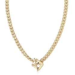 CIUNOFOR Square Toggle Clasp Chain Necklace Chunky Miami Cuban Link for Women Girls 14K Gold Plated Stainless Steel Vintage Curb Chain Necklace