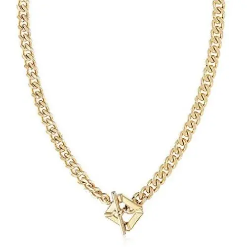 CIUNOFOR Square Toggle Clasp Chain Necklace Chunky Miami Cuban Link for Women Girls 14K Gold Plated Stainless Steel Vintage Curb Chain Necklace CIUNOFOR Square Toggle Clasp Chain Necklace Chunky Miami Cuban Link for Women Girls 14K Gold Plated Stainless Steel Vintage Curb Chain Necklace