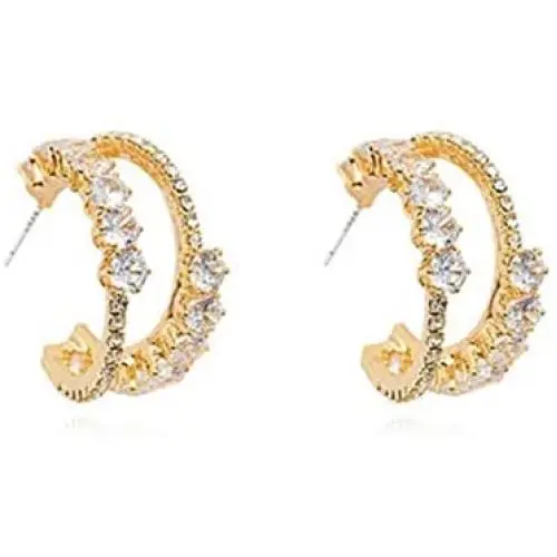 Gold Split Hoop Huggie Earrings Dainty Gold Plated Thick Gold Hoops Cartilage Piercing Hypoallergenic Open Hoops Lightweight Split Dangle Drop Earrings Jewelry for Women Girls