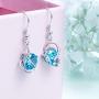 YinShan Austria Blue Zircon Jewelry 925 Sterling Silver CZ Butterfly Wing Simple Teardrop Dangle Earrings and Necklace