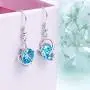 YinShan Austria Blue Zircon Jewelry 925 Sterling Silver CZ Butterfly Wing Simple Teardrop Dangle Earrings and Necklace