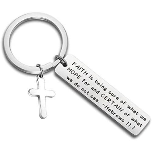 FUSTMW Christian Keychain Bible Verse Gifts Religious Jewelry Inspirational Scripture Gifts Faith is Being Sure of What We Hope Hebrew 11:1
