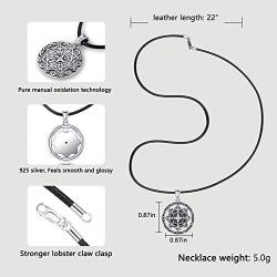 Compass Necklace for Men, S925 Sterling Silver Pendant''Compass of Life'' Men Jewelry Gifts with Leather Rope length 22inch (56cm)