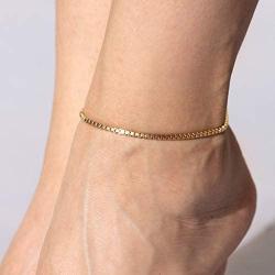 Lifetime Jewelry 2.3mm Box Chain Anklet for Women & Girls 24k Real Gold Plated