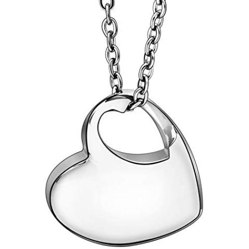 New Heart Classic Urn Cremation Pendant Ashes Memorial Necklace,Carved Locket Stainless Steel Keepsake Waterproof Memorial Pendant for Love,with Tool