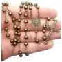 Nazareth Store Metal Beads Combat Rosary Necklace St Therese Virgin Of The Smile Medal with Crucifix Vintage Design - Velvet Bag Nazareth Store Metal Beads Combat Rosary Necklace St Therese Virgin Of The Smile Medal with Crucifix Vintage Design - Velvet Bag