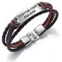 JUPPE Personalized Leather Braided Rope Bracelet Custom Engraved Stainless Steel Bangle Classic Unisex Gift