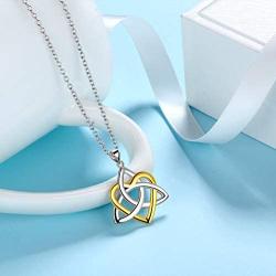 Besilver Christmas Necklace Gift Men Women 925 Sterling Silver Celtic Magen David Star/Horus Eye of Ra/Double Heart/Celtic Knot Pendant Necklace Amulet Jewelry Gift