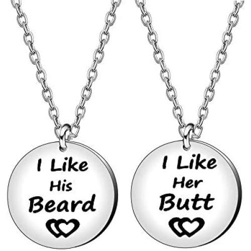 JQFEN 2 Pcs Lovers Long Chain Necklaces for Girlfriend Boyfriend Women Men Jewelry Gifts