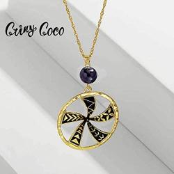 Cring Coco Custom Name Necklace Personalized 14K Gold Plated Hawaiian Series Pendant Jewelry Customized Engraving Date/Text, Inspirational Gifts for Person You Love