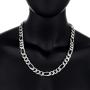 14.7mm Solid .925 Sterling Silver Flat Figaro Chain Necklace