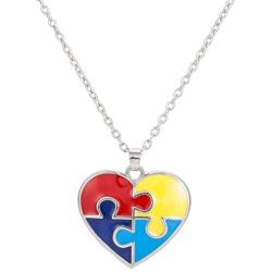 fishhook Heart Shape Autism Autistic Awareness Jigsaw Puzzle Piece Pendant Necklace