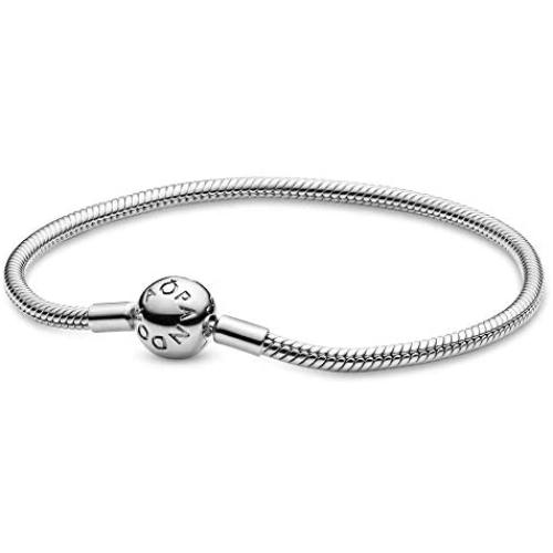 PANDORA Jewelry Smooth Moments Snake Chain Charm Sterling Silver Bracelet