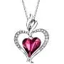 Heart Pendant Necklace - New Heart and Flame Design with Crystals from Swarovski - Womens and Girls Jewelry - Fuchsia Colored Crystal Heart Shaped Pendant Necklace Heart Pendant Necklace - New Heart and Flame Design with Crystals from Swarovski - Womens and Girls Jewelry - Fuchsia Colored Crystal Heart Shaped Pendant Necklace