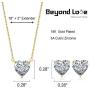 Beyond Love Heart Pendant Necklace and Earrings Jewelry Set for Women 18K White Gold Plated Bridal Wedding Silver Choker 5A Zirconia Girl Gift Party 18”
