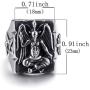 Elfasio Stainless Steel Ring for Men Satanic Baphomet Goat Satan Demon Devil Leviathan Cross Pentagram Rings Symbol Vintage Jewelry