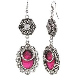 Efulgenz Boho Vintage Antique Ethnic Gypsy Tribal Indian Oxidized Silver Crystal Dangle Earrings Jewelry Set