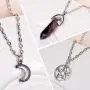 MJartoria Moon Pentagram Necklace Pentacle Crystal Chakra Necklace Charm Pendant Multi Layered Alloy Chain Choker Necklaces Set Gothic Jewelry