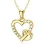 Yafeeso Solid 14K Gold Heart Necklace for Women Girls Double Heart Pendant Necklace for Anniversary Mothers Day Couple Jewelry Gifts for Her, 16+2 Inch