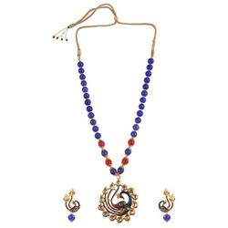Efulgenz Indian Bollywood Kundan Peacock Pendant Pearl Beaded Bridal Necklace Earrings Wedding Jewelry Set for Women