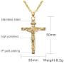 Across Stainless Steel Jesus Crucifix Cross Necklace Pendant for Men Women Christian with Chain Gold