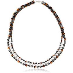 Elegant Womens Hematite Magnetic Therapy Necklace with Healing Stones Pain Relief for Neck Arthritis Migraine Headaches Shoulders and Back (Regular, Tiger Eye)