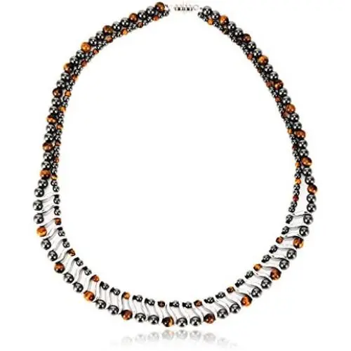 Elegant Womens Hematite Magnetic Therapy Necklace with Healing Stones Pain Relief for Neck Arthritis Migraine Headaches Shoulders and Back (Regular, Tiger Eye) Elegant Womens Hematite Magnetic Therapy Necklace with Healing Stones Pain Relief for Neck Arthritis Migraine Headaches Shoulders and Back (Regular, Tiger Eye)