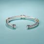 UNY Bracelet Designer Brand Inspired Antique Women Jewelry Cross Cable Wire Bangle Christmas Day Gifts (Triple Stone)