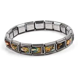 Silver plated Catholic Saints Stretch Wrist Bangle Bracelets with Assorted Color Images of Saints, Jesus and Mary, Stretchable Bracelet I Catholic Gifts Religious unisex bracelet with saints.