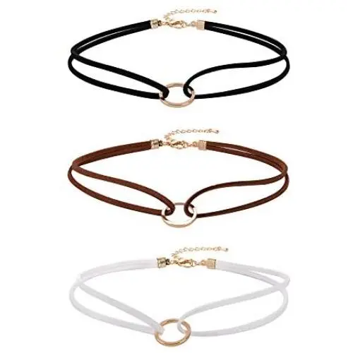Mudder Velvet Gothic Choker Necklaces Double Layer Punk Chokers for Women and Girls, 3 Pieces