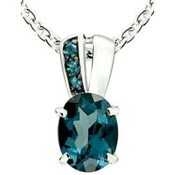 RB Gems Sterling Silver 925 Pendant Necklace Genuine Gemstone Oval 9x7 mm with Rhodium-Plated Finish