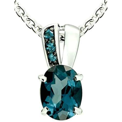 RB Gems Sterling Silver 925 Pendant Necklace Genuine Gemstone Oval 9x7 mm with Rhodium-Plated Finish